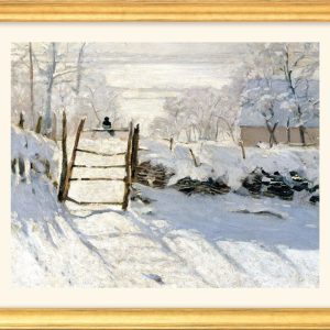 Claude Monet: Bild "Die Elster" (1868/69), Version goldfarben gerahmt