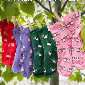 Ultimative Bambus-Knöchelsocken - Happy Feet 4er-Pack