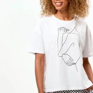 Soft Boxy T-Shirt One Line Bio Baumwolle - weiß